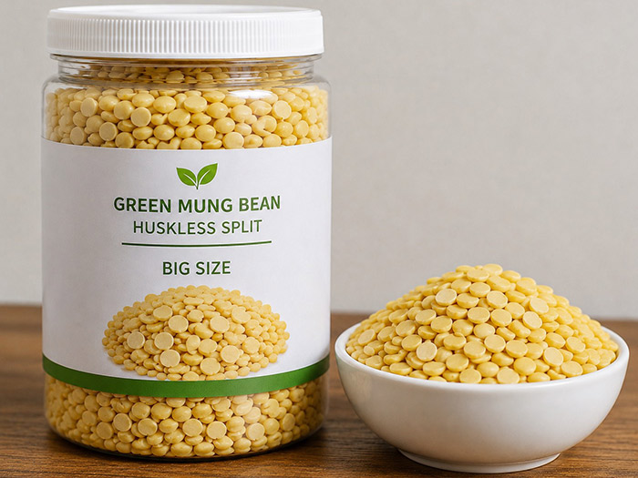 GREEN MUNG BEAN  HUSKLESS SPLIT LARGE SIZE 